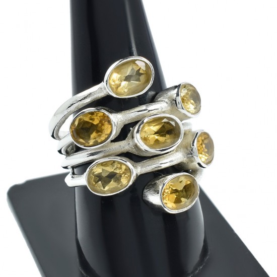 Citrine Gemstone Ring Solid 925 Sterling Silver Boho Ring Wholesale 925 Stamped Ring Jewellery