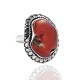 Coral Rough Gemstone Ring Handmade Solid 925 Sterling Silver Ring Oxidized Silver Jewelry