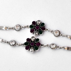 Cubic Zirconia Gemstone Solid 925 Sterling Silver Handmade Anklets Indian Women Fashion Jewelry