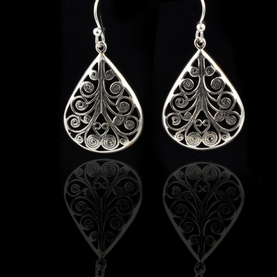 Drop Dangle Ear Wire Earring Solid 925 Sterling Plain Silver Handmade Earring Oxidized Silver Earring Jewelry