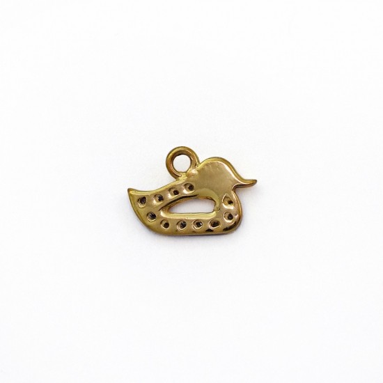 Duck Gold Plated Pave Diamond 925 Sterling Silver Charms Pendants Handmade Jewelry Gift For Her