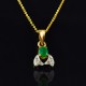 Emerald Diamond Gemstone Pendants 14k Carat Gold Pendants Handmade Women Fashion Jewelry