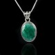 Emerald Gemstone Pendant Solid 925 Sterling Silver Pendant Oxidized Silver Pendant Handcrafted Jewellery