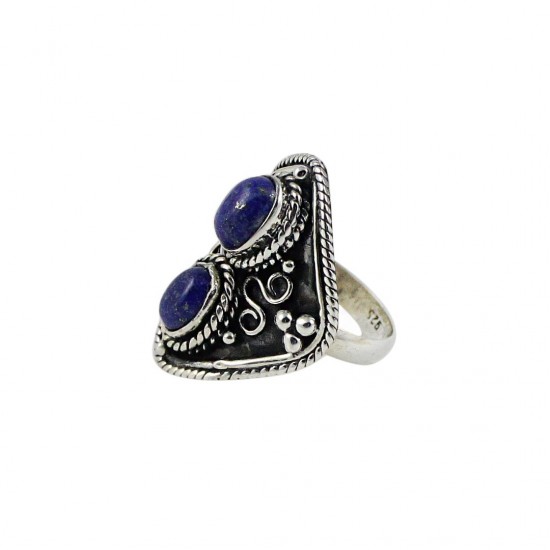 Fashion Beauty Lapis Lazuli Gemstone Ring 925 Sterling Silver Oxidized Silver Ring Jewelry Gift For Her