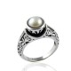 Freshwater Pearl Gemstone Ring Handmade Oxidized 925 Sterling Silver Boho Ring Jewellery Gift For Her