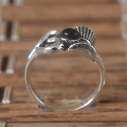 Black Onyx Aum 925 Sterling Silver Ring