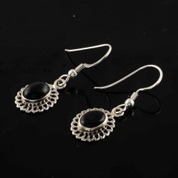 Genuine Black Onyx Earrings 925 Sterling Silver Earrings Boho Jewelry