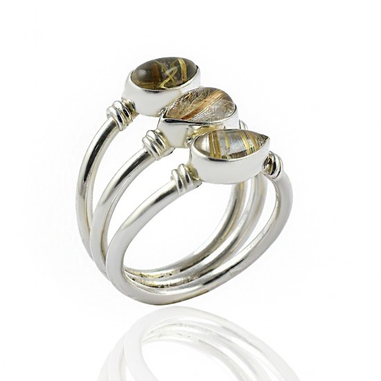 Golden Rutile Ring 925 Sterling Silver Ring Handmade Manufacture Silver Ring Jewellery