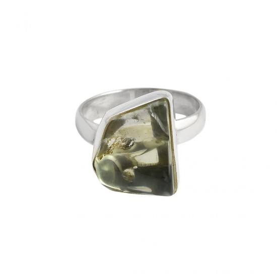 Green Amethyst Rough Gemstone Ring 925 Sterling Solid Indian Artisan Handcrafted Ring Jewelry