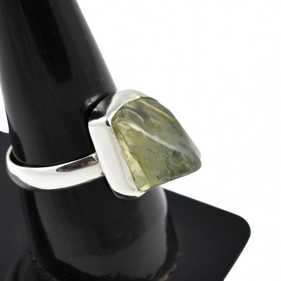 Green Amethyst Rough Gemstone Ring Solid 925 Sterling Silver Ring Handmade Silver Ring Jewelry