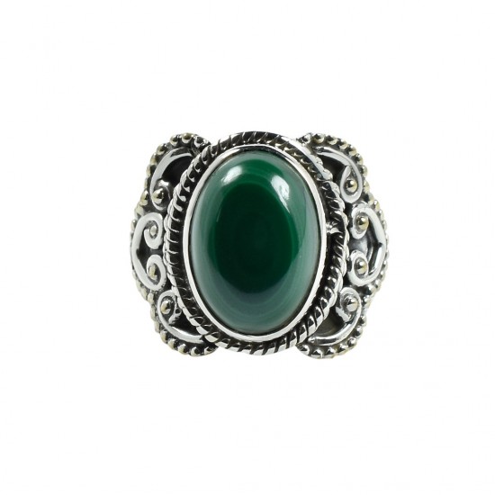 Green Malachite Ring Solid 925 Sterling Silver Boho Ring Oxidized Silver Ring Jewelry Gift For Her