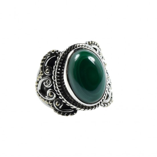 Green Malachite Ring Solid 925 Sterling Silver Boho Ring Oxidized Silver Ring Jewelry Gift For Her