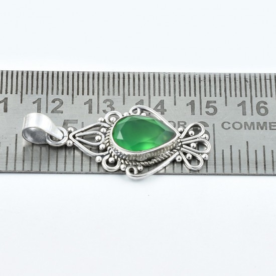 Green Onyx Gemstone Pendants Solid 925 Sterling Silver Handmade Pendants Jewelry Gift For Her