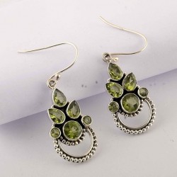 Green Peridot Gemstone Earrings 925 Sterling Silver Handmade Boho Earrings Women Jewellery