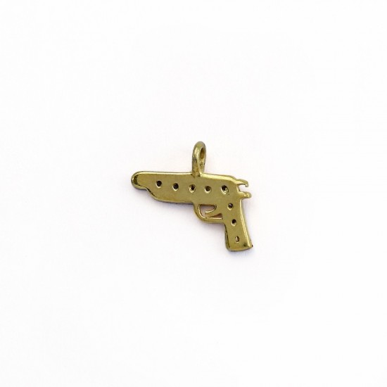 Gun Pave Diamond Gold Plated 925 Sterling Silver Charms Pendants Wholesale Silver Jewelry