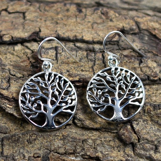 Handmade Silver Earrings 925 Sterling Plain Silver Earrings Tree Shape Women Earring Jewelry Gift For Her