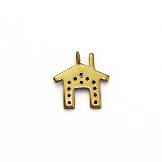 Home Shape Pave Diamond Gold Plated Solid 925 Sterling Silver Charms Pendants Handmade Women Fashion Jewelry
