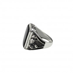 Huge Vintage Square Black Onyx Gemstone Ring 925 Sterling Silver Handmade Boho Ring Oxidized Jewelry