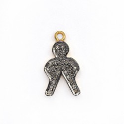 Human Figure Shape Pave Diamond Gold Plated 925 Sterling Silver Charms Pendants Party Wear Fashion Jewelry