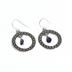 Iolite Earring Drop Dangle Earring Handmade Solid 925 Sterling Silver Earring Fine Oxidized Jewelry