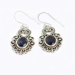 Iolite Gemstone Earrings 925 Sterling Silver Earrings Handmade 925 Stamped Silver Jewelry Gift For Her