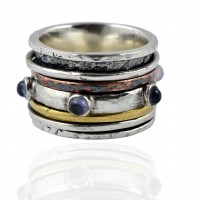 Iolite Gemstone Spinner Band Ring Solid 925 Sterling Silver Ring Handmade Birthstone Ring Gift For Her