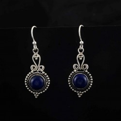 Lapis Lazuli 925 Sterling Silver Oxidized Earring Manufacture Silver Jewelry