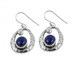 Lapis Lazuli Gemstone Earring Solid 925 Sterling Silver Earring Oxidized Silver Drop Dangle Earring Jewelry