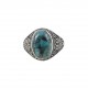 Large Oval Copper Turquoise Gemstone Ring 925 Sterling Silver Ring Birthstone Ring Oxidized Silver Jewelry