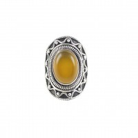 Large Victorian Style Yellow Onyx Gemstone Ring Solid 925 Sterling Silver Ring Boho Ring Birthstone Ring Jewelry