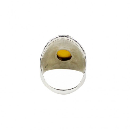 Large Victorian Style Yellow Onyx Gemstone Ring Solid 925 Sterling Silver Ring Boho Ring Birthstone Ring Jewelry