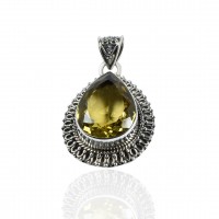 Lemon Quartz Gemstone Pendant Handmade Oxidized Pendant 925 Sterling Silver Pendant Boho Jewelry