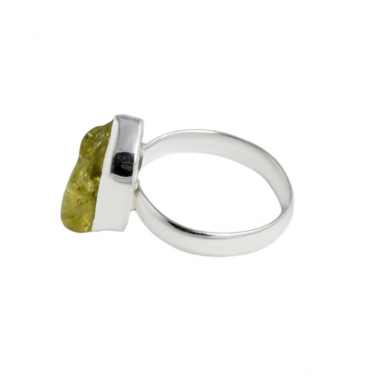 Lemon Quartz Rough Gemstone Ring 925 Sterling Silver Ring Handmade Artisan Silver Jewelry