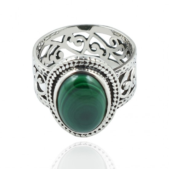 Malachite Gemstone Ring Solid 925 Sterling Silver Ring Boho Ring Manufacture Silver Jewelry