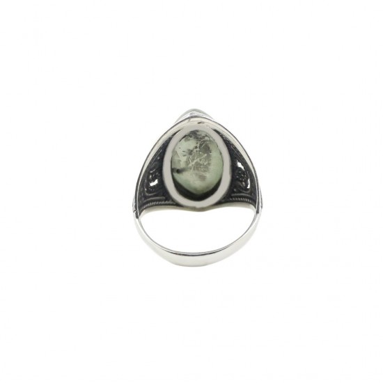 Massive Natural Prehnite Gemstone Ring 925 Sterling Silver Manufacture Silver Jewelry Gift For Her