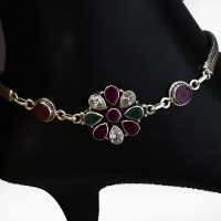 Multi Color Cubic Zirconia Gemstone Anklets Solid 925 Sterling Silver Handmade Silver Anklets Jewellery Gift For Her