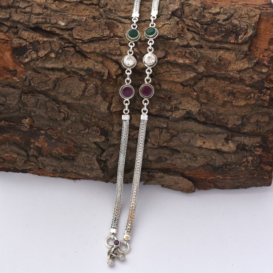 Multi Cubic Zircon Gemstone Anklets 925 Sterling Silver Anklets Indian Women Jewelry