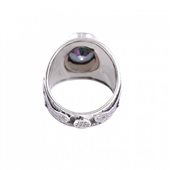 Mystic Topaz Gemstone Ring 925 Sterling Silver Ring Handmade Boho Ring Oxidized Silver Ring Jewellery