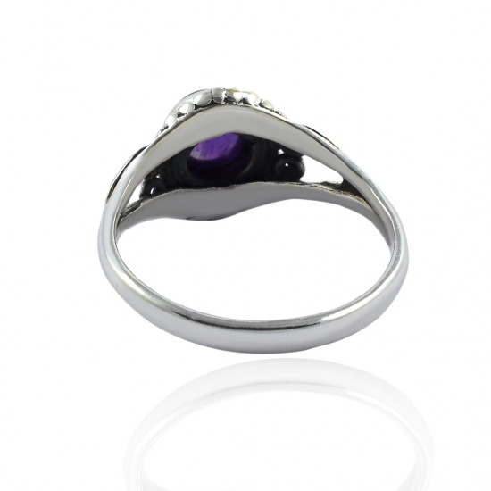 Natural Amethyst Gemstone Ring Solid 925 Sterling Silver Handmade Wholesale Silver Ring Boho Jewelry