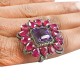 Natural Amethyst Ruby Diamond Ring Solid 925 Sterling Silver Black Rhodium Plated Boho Ring Birthstone Ring Women Fashion Jewelry