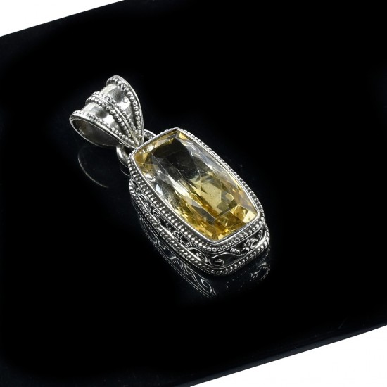 Natural Citrine Gemstone Pendant Solid 925 Sterling Silver Handmade Pendant Jewelry Anniversary Gift For Her