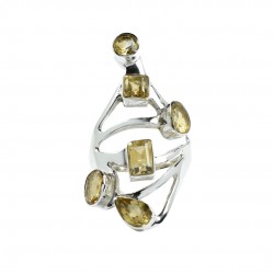 Natural Citrine Gemstone Ring Handmade 925 Sterling Silver Boho Ring Birthstone Jewelry Gift For Her