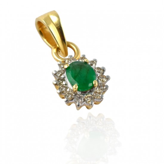Natural Emerald Diamond Gemstone Pendants Handcrafted Jewelry 14k Carat Gold Jewelry