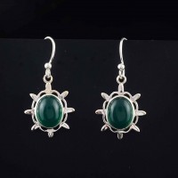 Natural Green Onyx Gemstone Earrings Drop Dangle Earrings 925 Sterling Silver Women Fashion Earrings Jewellery