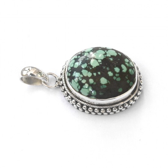 Natural Green Turquoise Pendant 925 Sterling Silver Pendant Women Handmade Silver Jewellery