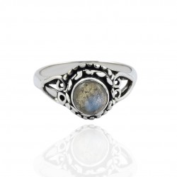 Natural Labradorite Gemstone Ring Solid 925 Sterling Silver Solitaire Ring Women Handcrafted Ring Jewelry