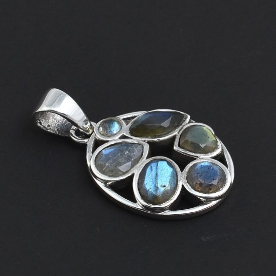 Natural Labradorite Pendants 925 Sterling Solid Silver Pendants Indian Handmade Silver Jewelry