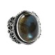 Natural Labradorite Ring Solid 925 Sterling Silver Handmade Oxidized Boho Ring Jewelry