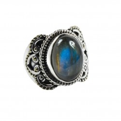 Natural Labradorite Ring Solid 925 Sterling Silver Ring Handmade Boho Ring Oxidized Silver Jewelry Gift For Her