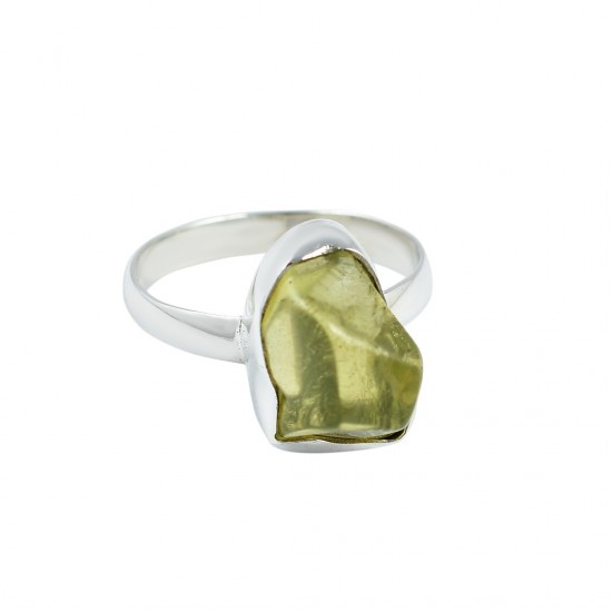 Natural Lemon Quartz Gemstone 925 Sterling Silver Ring Handmade Jewelry